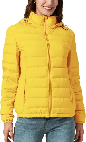 Women's Packable Puffer Jacket Hooded Lightweight Puffy Jackets Windproof Winter Coat