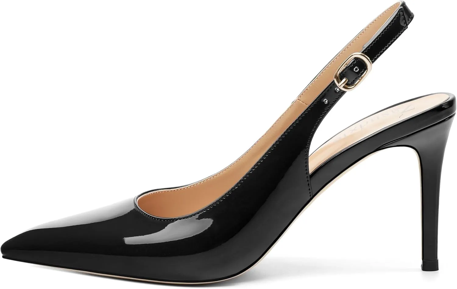 Womens Patent Leather Pointed Toe Slingback Heels, Women's Stiletto Pumps Slip-on High Heels Office Wedding Sandals Party Prom Dress Shoes