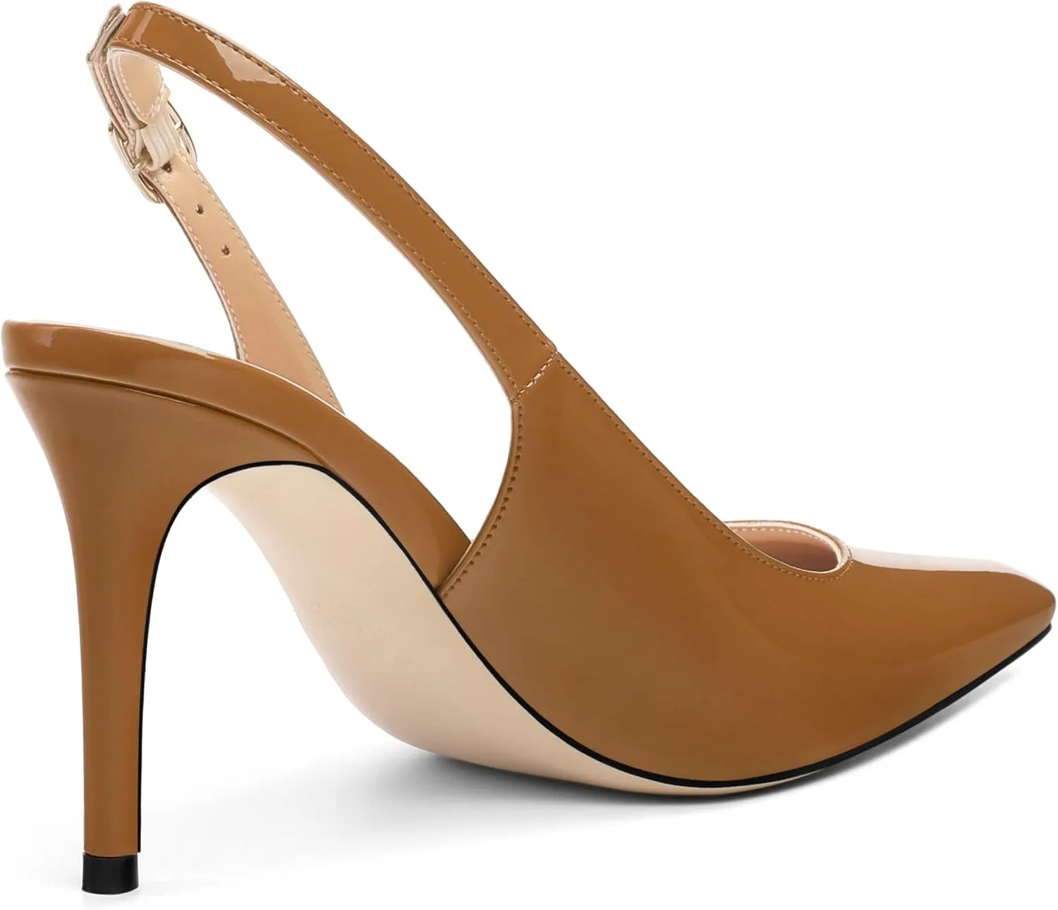 Womens Patent Leather Pointed Toe Slingback Heels, Women's Stiletto Pumps Slip-on High Heels Office Wedding Sandals Party Prom Dress Shoes