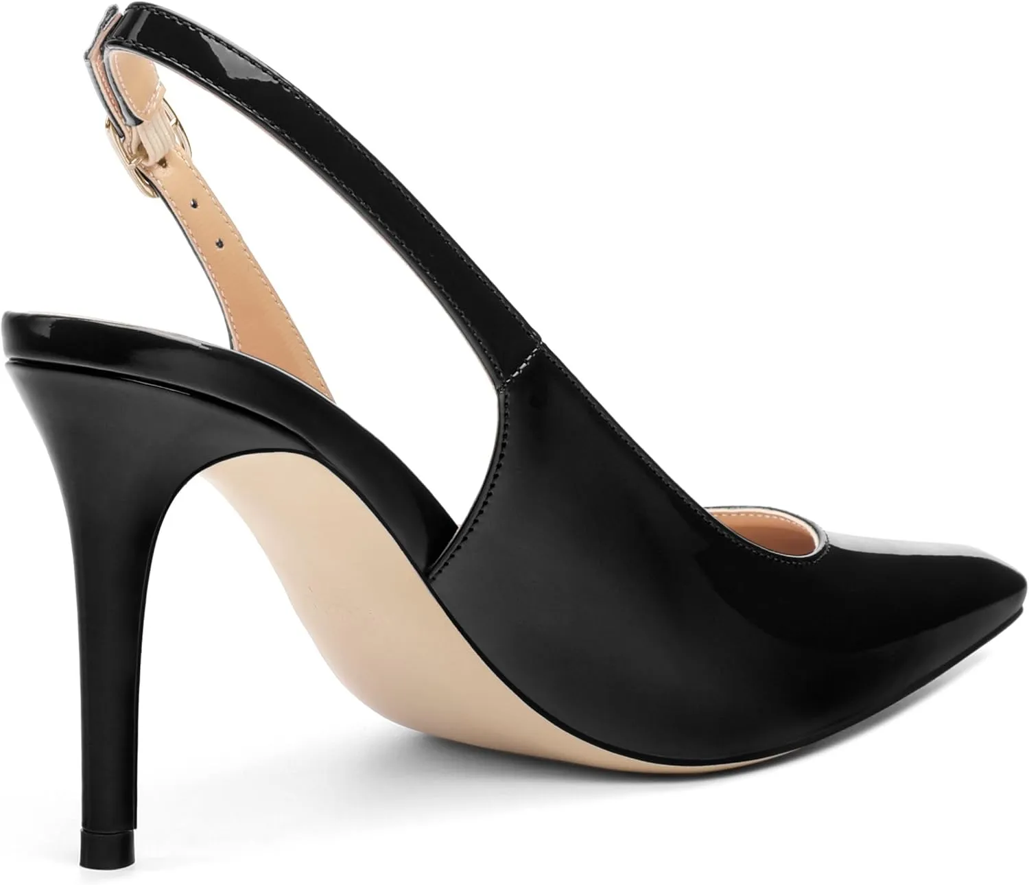 Womens Patent Leather Pointed Toe Slingback Heels, Women's Stiletto Pumps Slip-on High Heels Office Wedding Sandals Party Prom Dress Shoes
