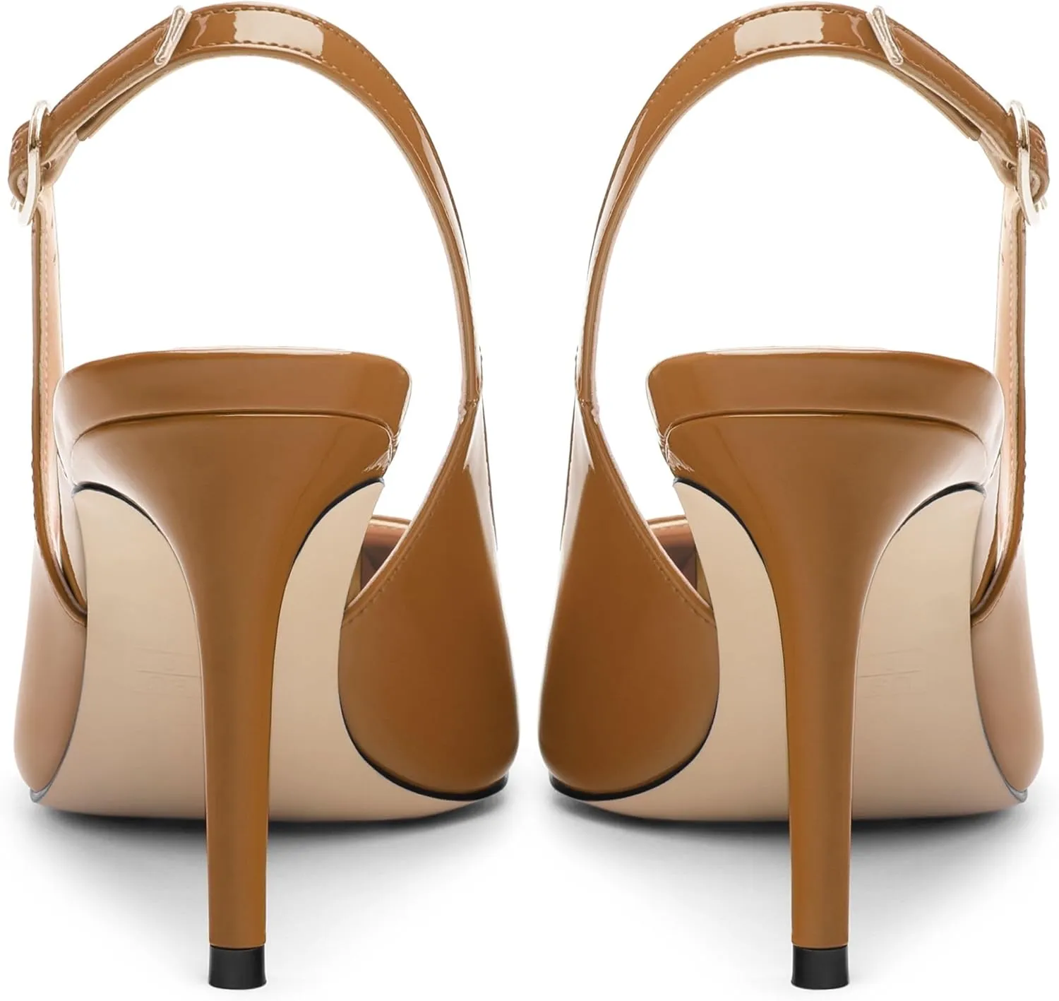 Womens Patent Leather Pointed Toe Slingback Heels, Women's Stiletto Pumps Slip-on High Heels Office Wedding Sandals Party Prom Dress Shoes