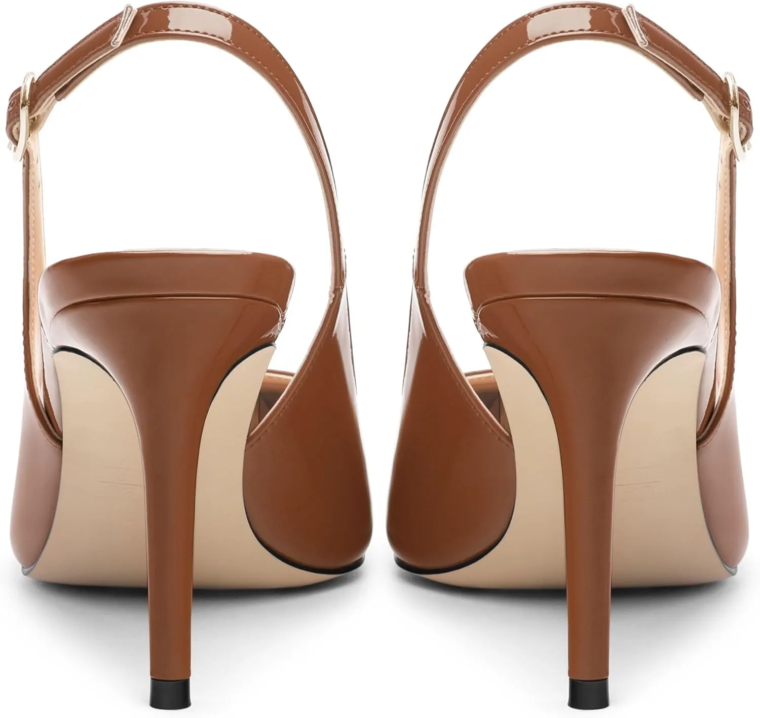 Womens Patent Leather Pointed Toe Slingback Heels, Women's Stiletto Pumps Slip-on High Heels Office Wedding Sandals Party Prom Dress Shoes
