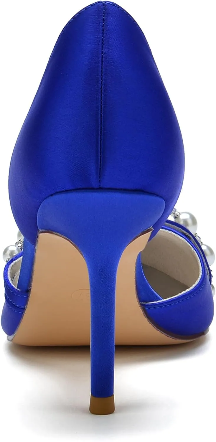 Women's Pumps High Heels Pearls Closed Toe Stiletto Heel Evening Party Slip-on Wedding Comfortable Dress Shoes