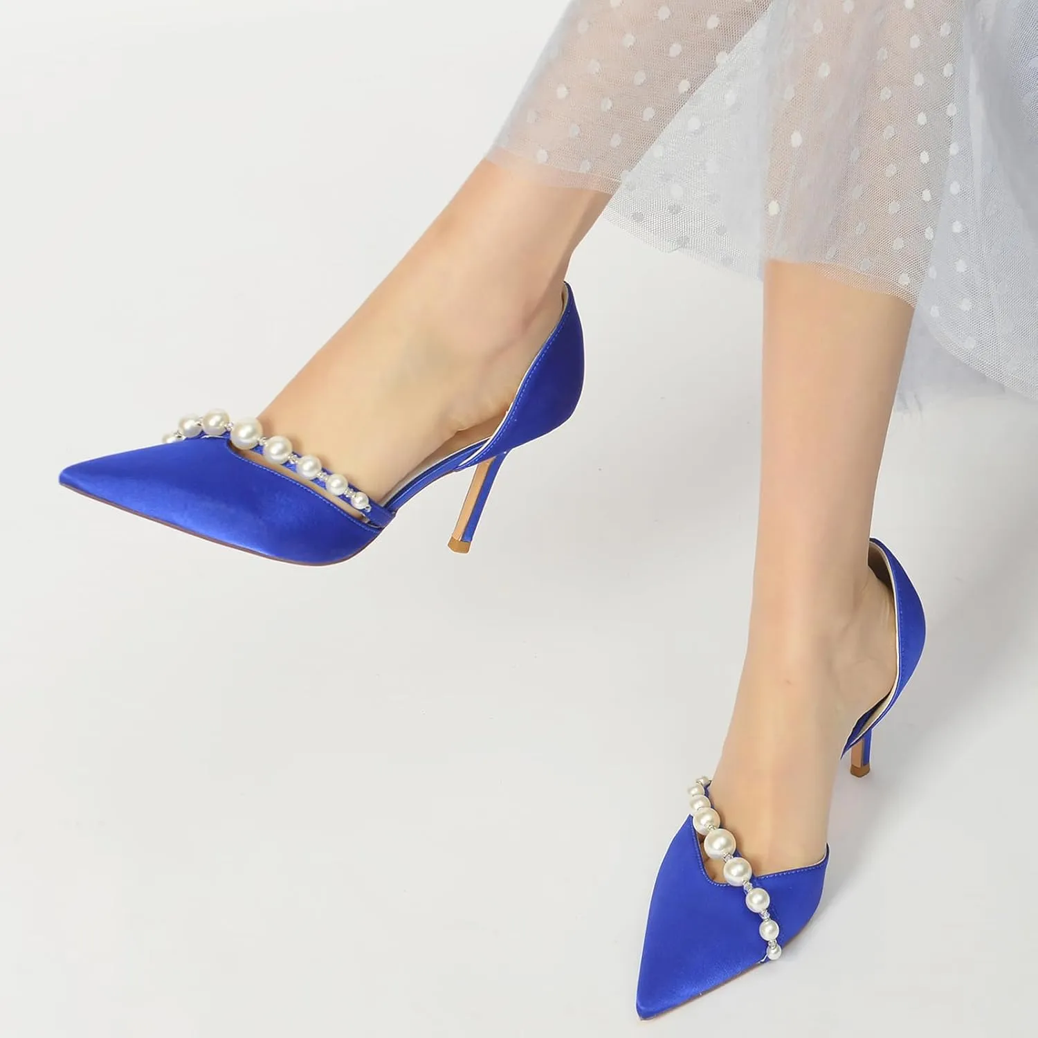 Women's Pumps High Heels Pearls Closed Toe Stiletto Heel Evening Party Slip-on Wedding Comfortable Dress Shoes
