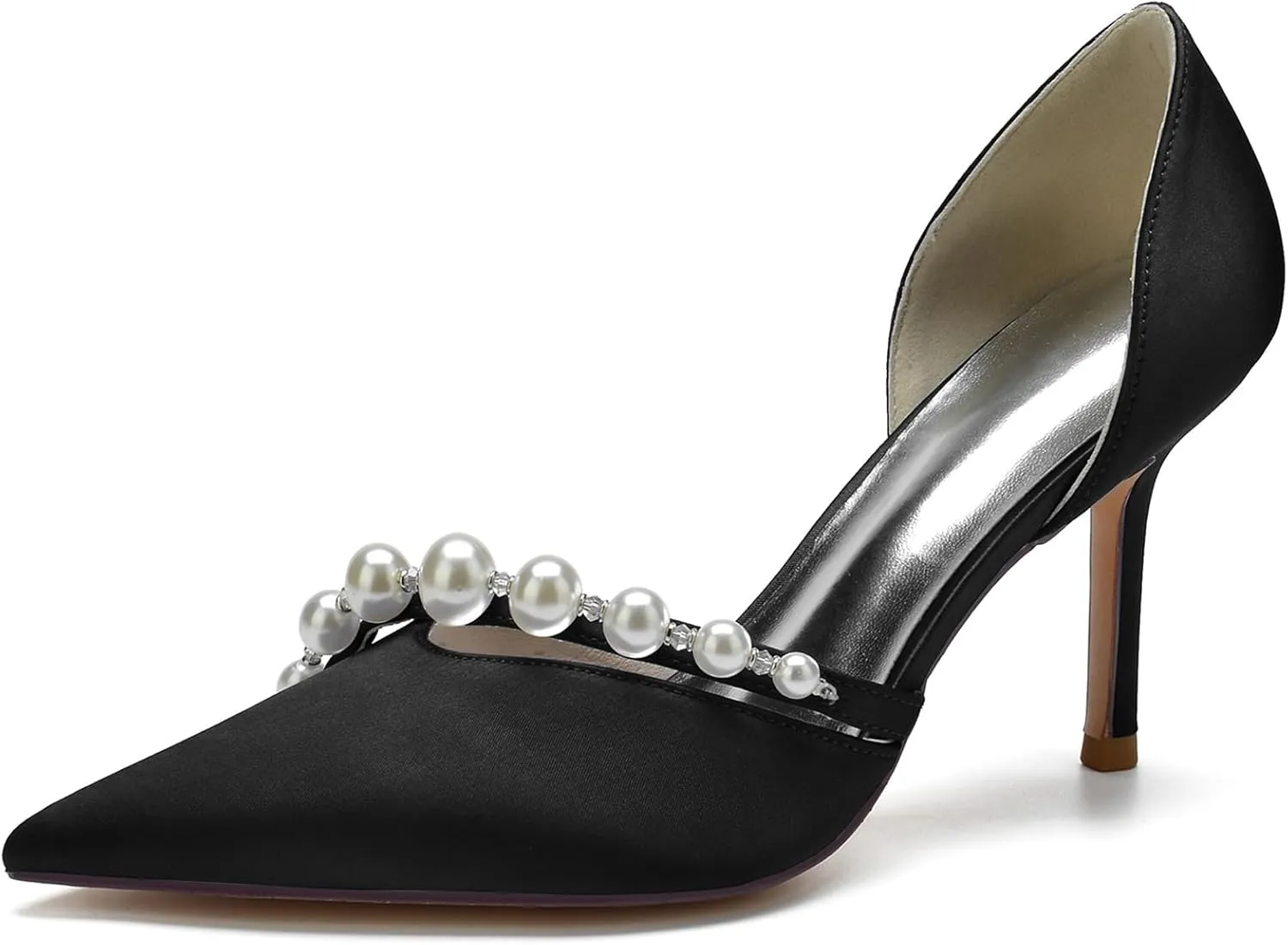 Women's Pumps High Heels Pearls Closed Toe Stiletto Heel Evening Party Slip-on Wedding Comfortable Dress Shoes