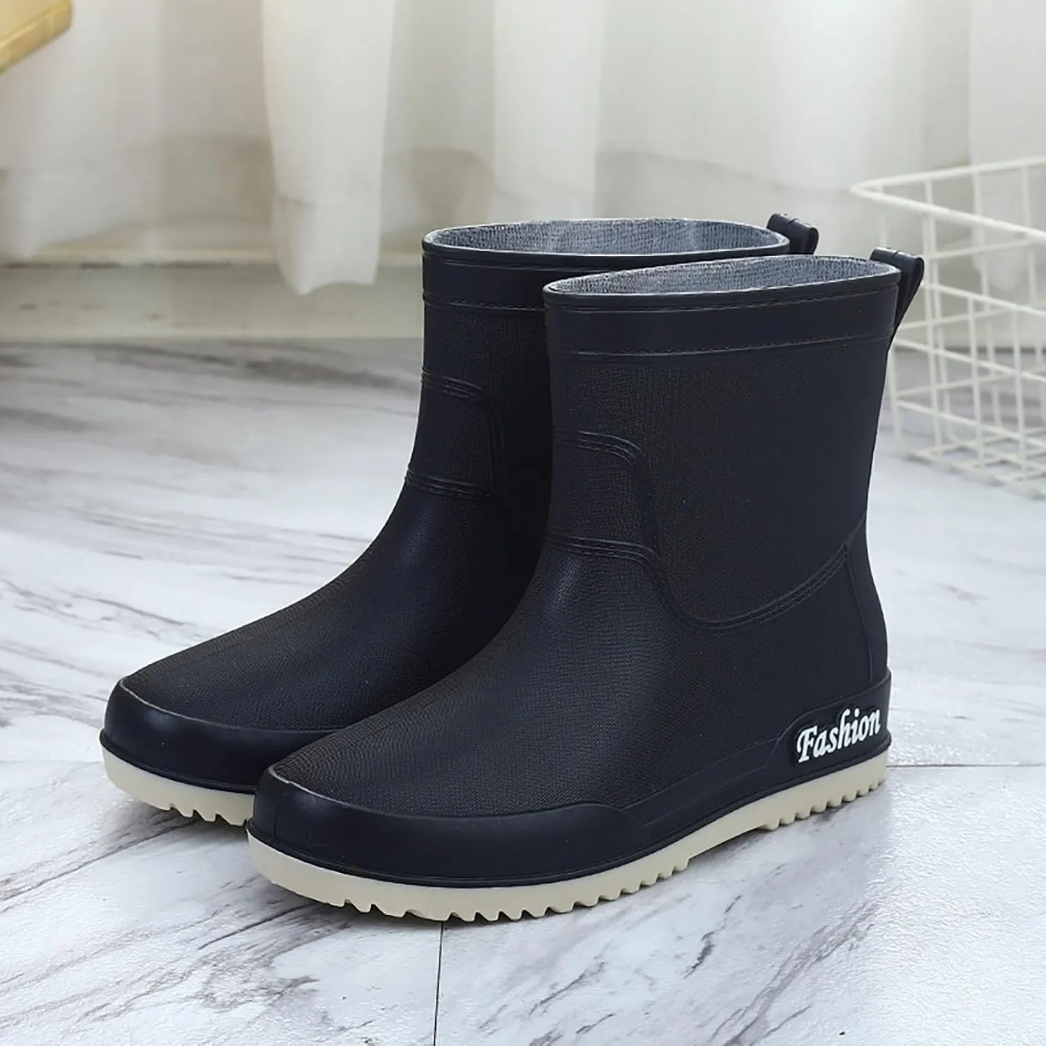 Womens Rain Boots Knee High Mens Grounded Footwear Black Booties Heels Barefoot Shoes Women's Mid Calf Rain Boots Waterproof Lightweight Womens Winter Boots