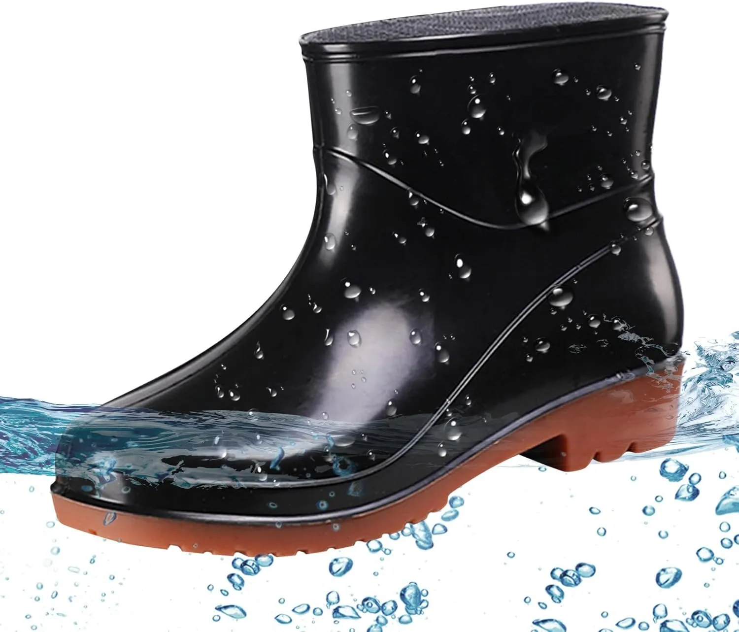 Womens Rain Boots Wide Mens Grounded Footwear Boots Ankle Booties Heels Non Slip Work Barefoot Shoes Mid Calf Rain Boots for Women,Waterproof Garden Knee High Boots