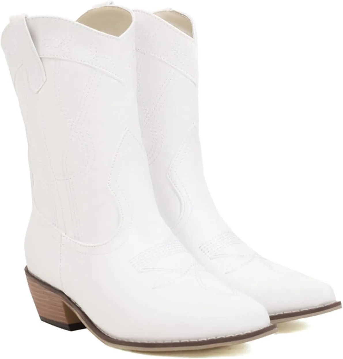 Women's Riley Western Booties, Classic Point Toe Embroidered Western Rodeo Cowboy Sheriff Boot with Zipper Ankle Boots Low Heel for Women