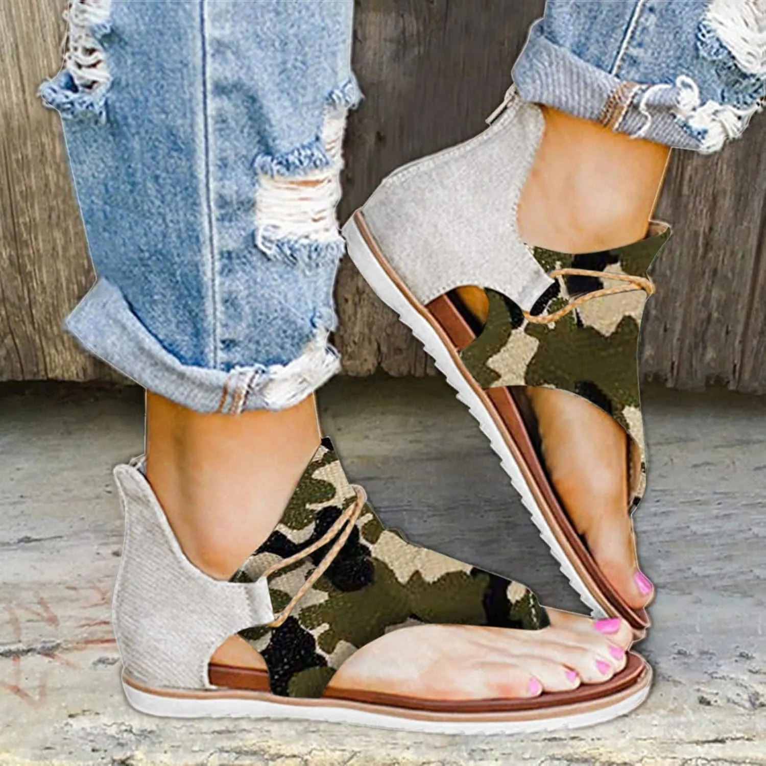 Women's Sandals Slip on Comfortable Slippers for Women Indoor and Outdoor Retro Large Size Summer Mules Shoes