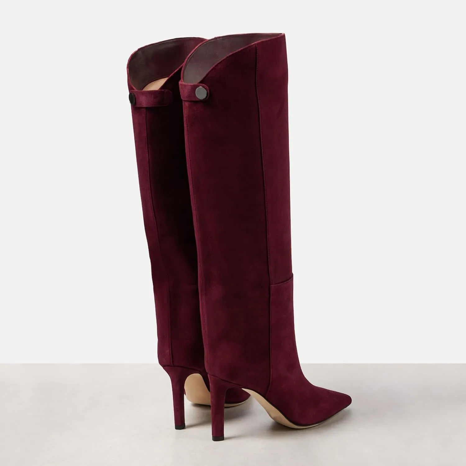 Women's Sexy Knee High Boots Stiletto Pointed Toe Tall Boots Wide Calf Leather Riding Boots Winter