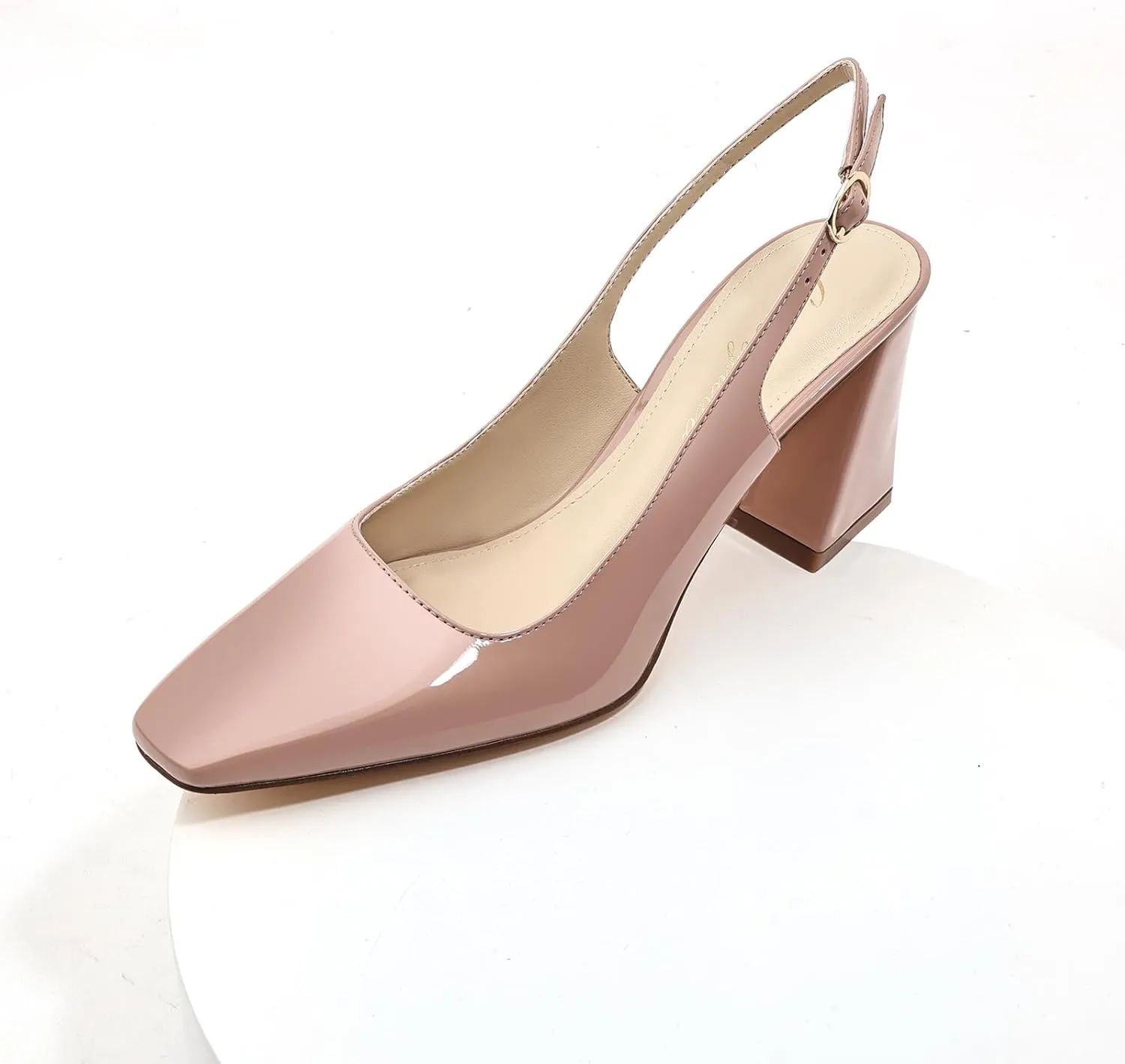 Women's Slingback Kitten Heels Closed Square Toe Sandals Wedding Party Dress Pumps Shoes for Women
