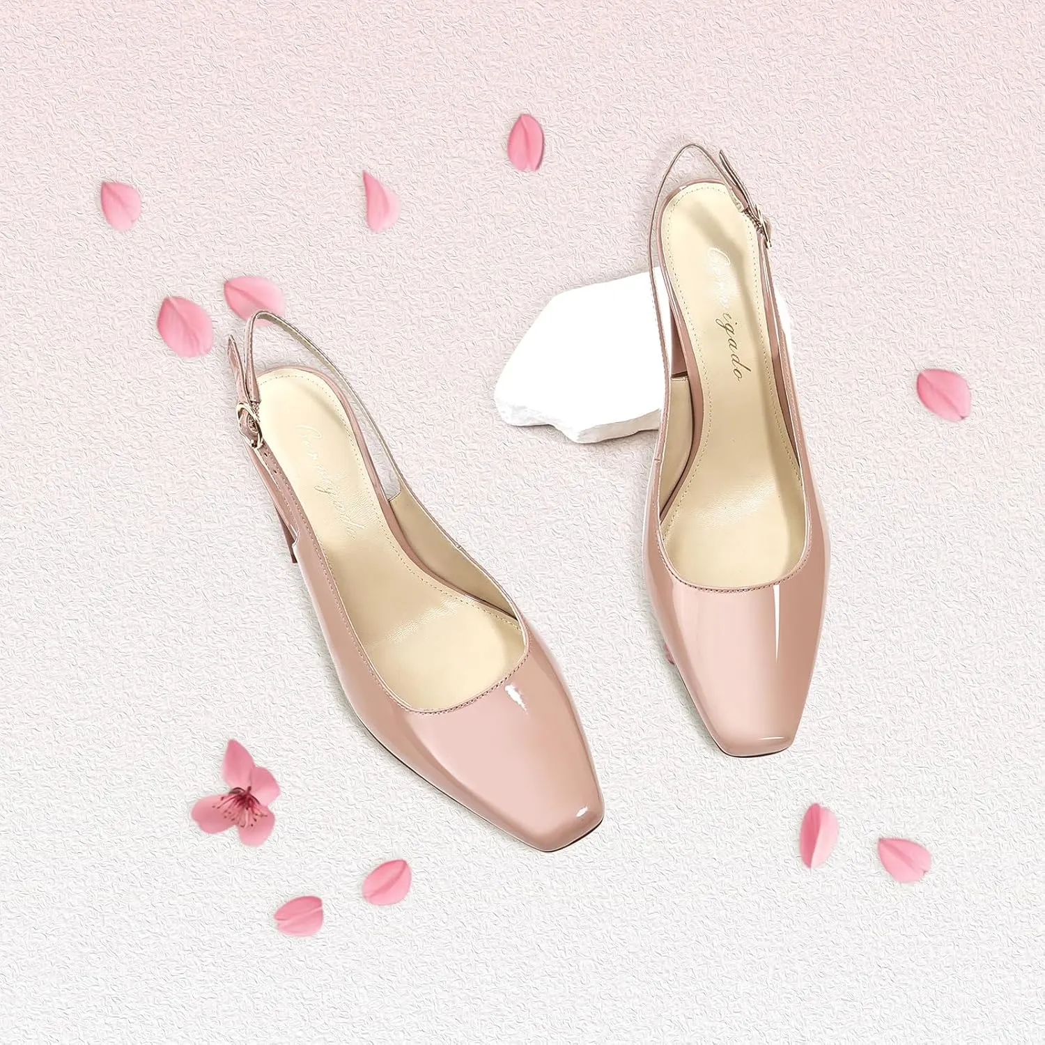 Women's Slingback Kitten Heels Closed Square Toe Sandals Wedding Party Dress Pumps Shoes for Women