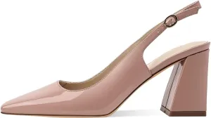 Women's Slingback Kitten Heels Closed Square Toe Sandals Wedding Party Dress Pumps Shoes for Women