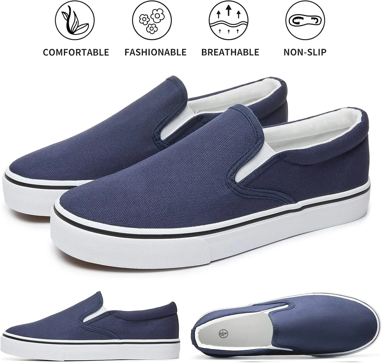 Women's Slip on Shoes Canvas Sneakers Loafers Non Slip Shoes Low Top Casual Shoes
