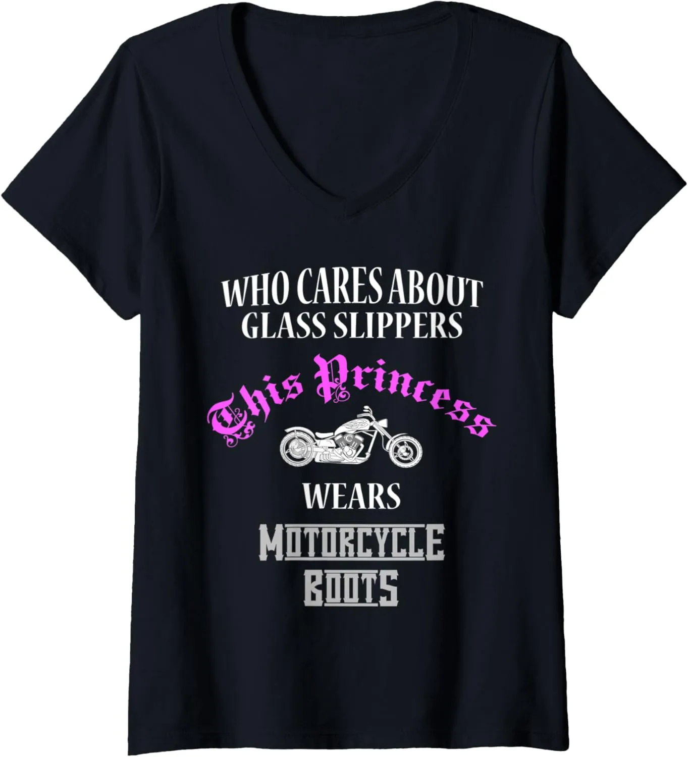 Womens This Princess Wears Motorcycle Boots Not Glass Slippers V-Neck T-Shirt