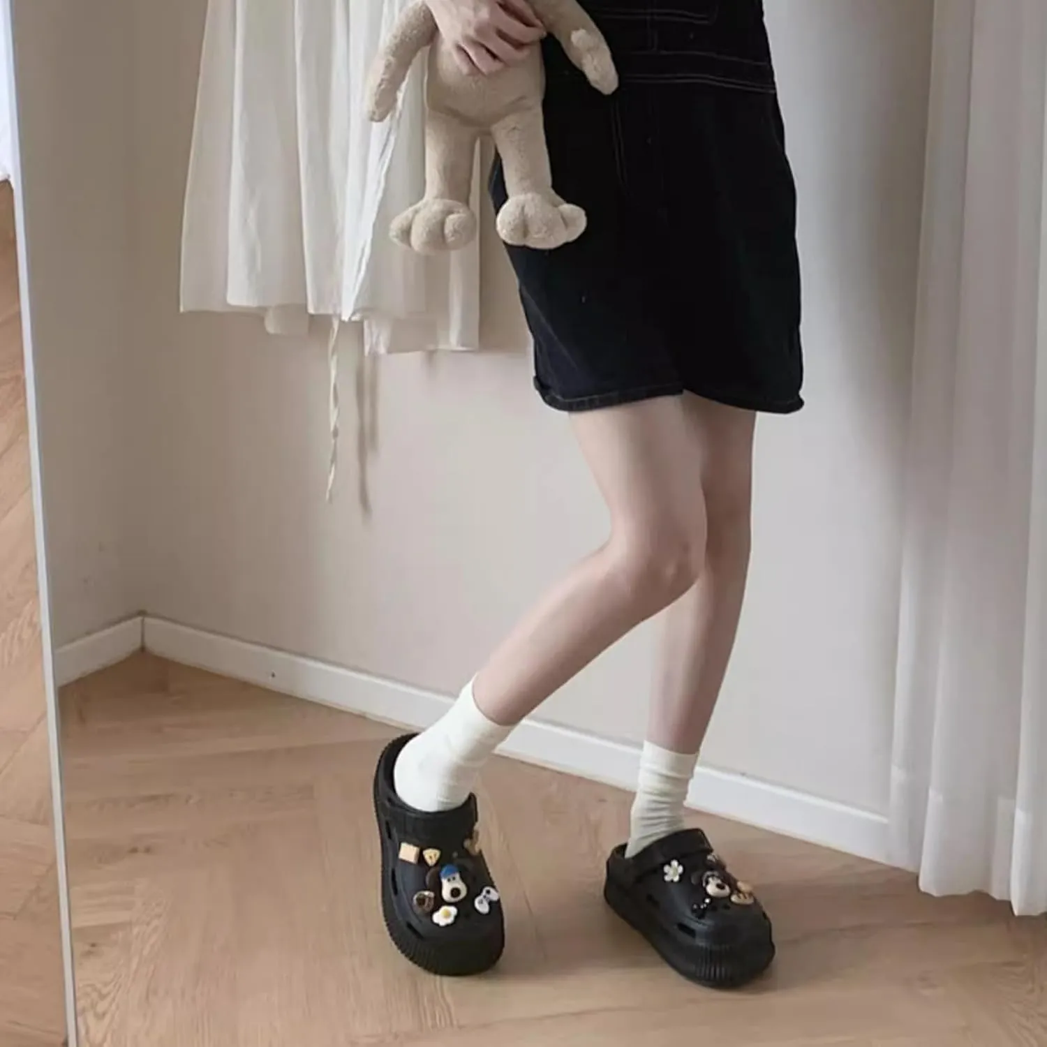 Women's Water Clogs Cartoon Dog Summer Garden Slippers, Outdoor Platform Hole Shoes Beach Sandals