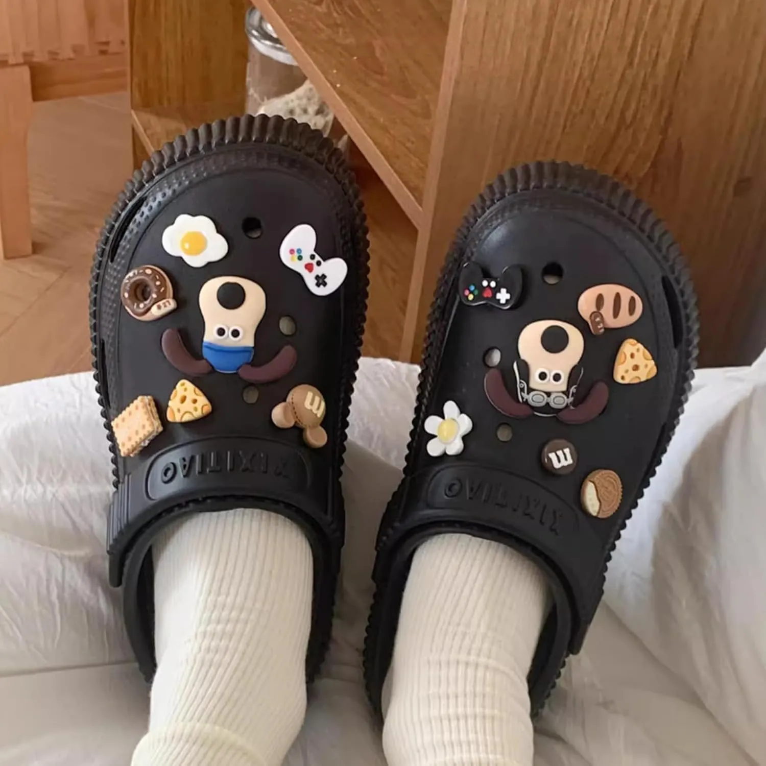 Women's Water Clogs Cartoon Dog Summer Garden Slippers, Outdoor Platform Hole Shoes Beach Sandals