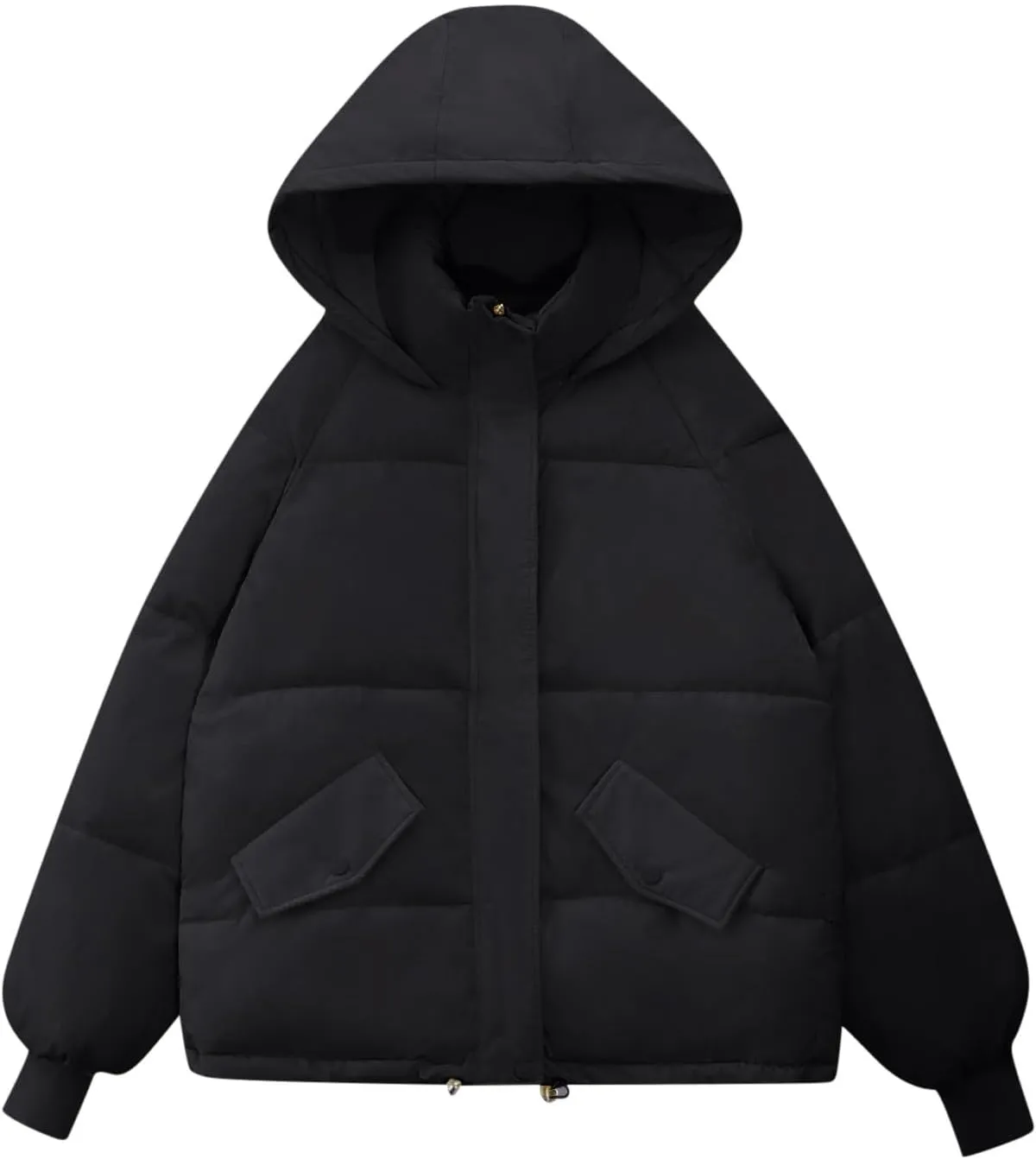 Women's Winter Coats Cropped Puffer Jackets Zip Up Stand Collar Padded Warm Trendy Short Down Jacket Outwear