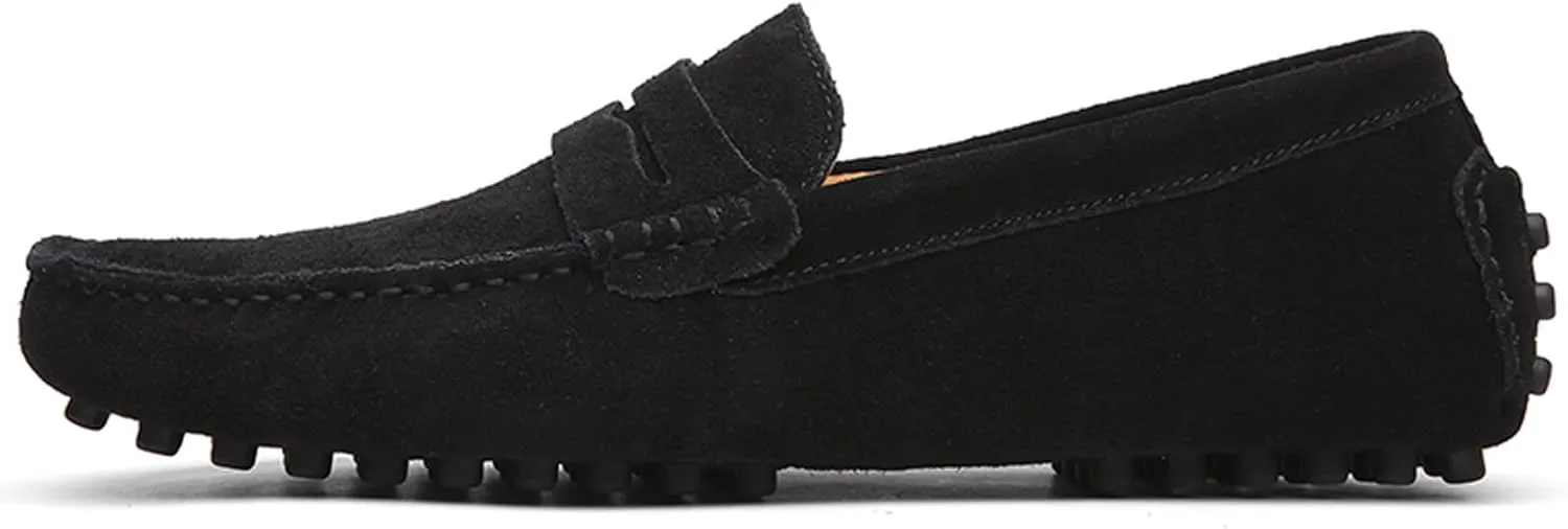 WUIWUIYU Men's Loafers Casual Slip On Shoes Soft Penny Loafers for Men Lightweight Suede Big Size Driving Boat Shoes Moccasins