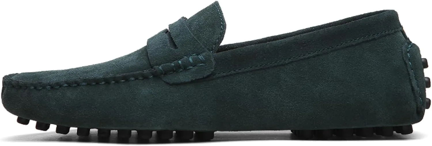 WUIWUIYU Men's Loafers Casual Slip On Shoes Soft Penny Loafers for Men Lightweight Suede Big Size Driving Boat Shoes Moccasins