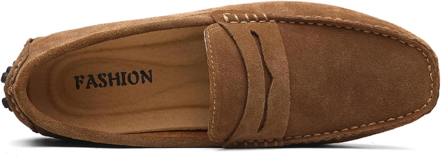 WUIWUIYU Men's Loafers Casual Slip On Shoes Soft Penny Loafers for Men Lightweight Suede Big Size Driving Boat Shoes Moccasins