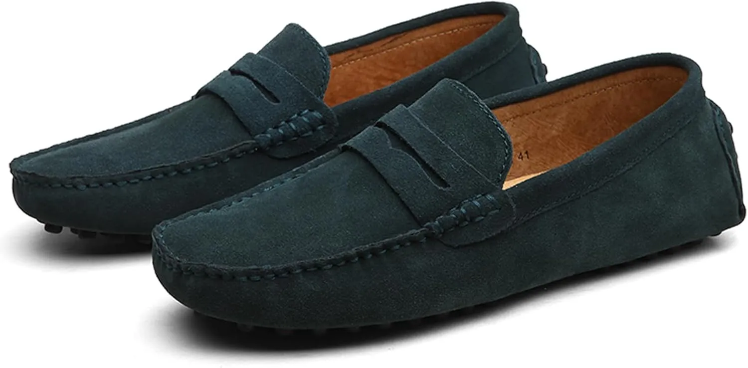 WUIWUIYU Men's Loafers Casual Slip On Shoes Soft Penny Loafers for Men Lightweight Suede Big Size Driving Boat Shoes Moccasins