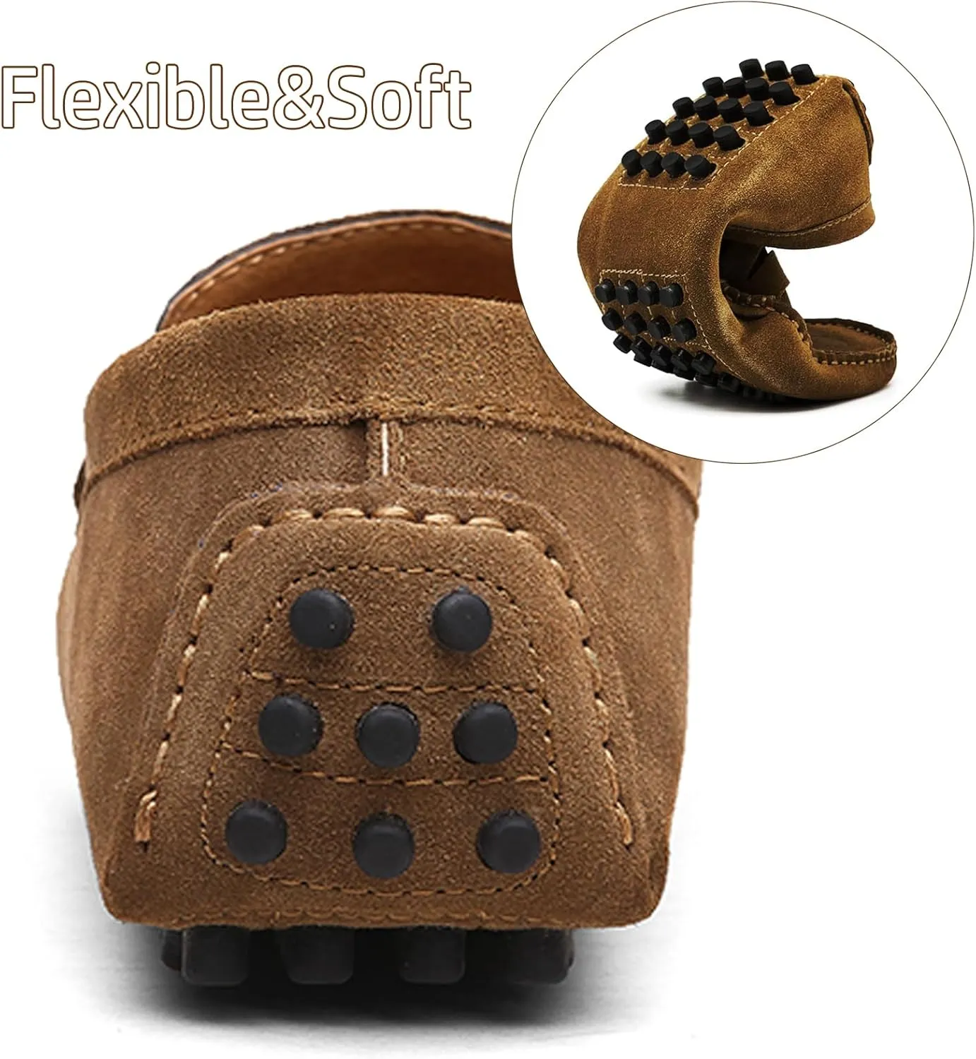 WUIWUIYU Men's Loafers Casual Slip On Shoes Soft Penny Loafers for Men Lightweight Suede Big Size Driving Boat Shoes Moccasins