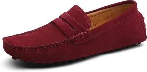 WUIWUIYU Men's Loafers Casual Slip On Shoes Soft Penny Loafers for Men Lightweight Suede Big Size Driving Boat Shoes Moccasins