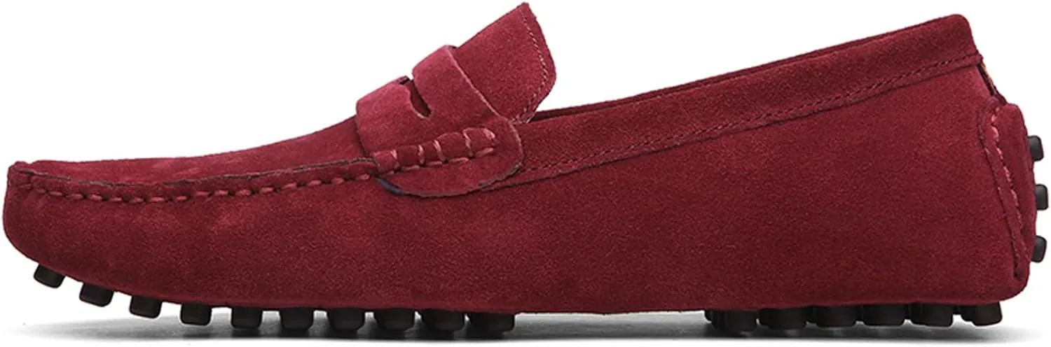 WUIWUIYU Men's Loafers Casual Slip On Shoes Soft Penny Loafers for Men Lightweight Suede Big Size Driving Boat Shoes Moccasins