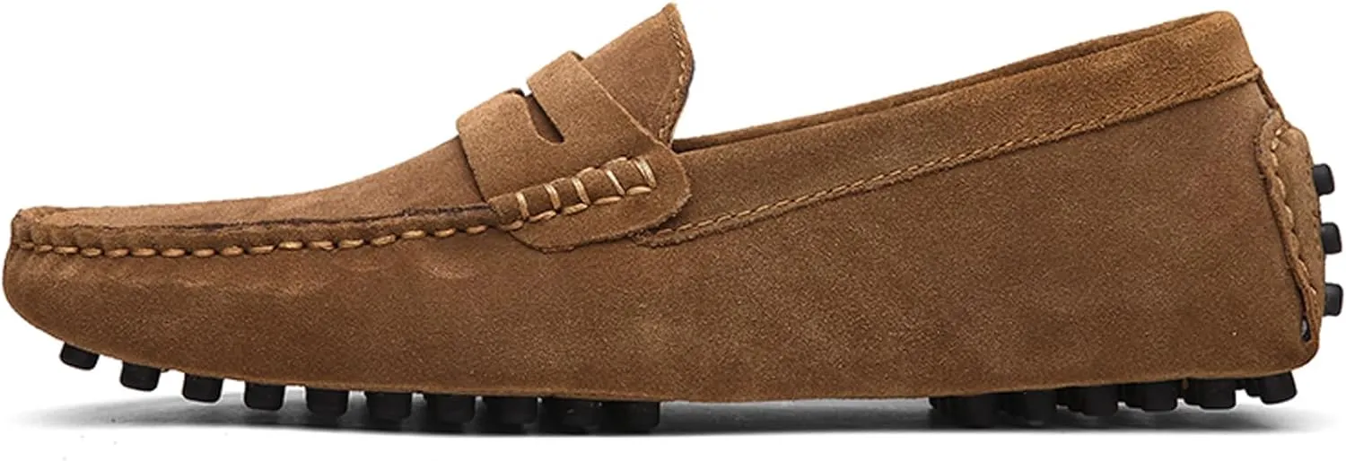WUIWUIYU Men's Loafers Casual Slip On Shoes Soft Penny Loafers for Men Lightweight Suede Big Size Driving Boat Shoes Moccasins