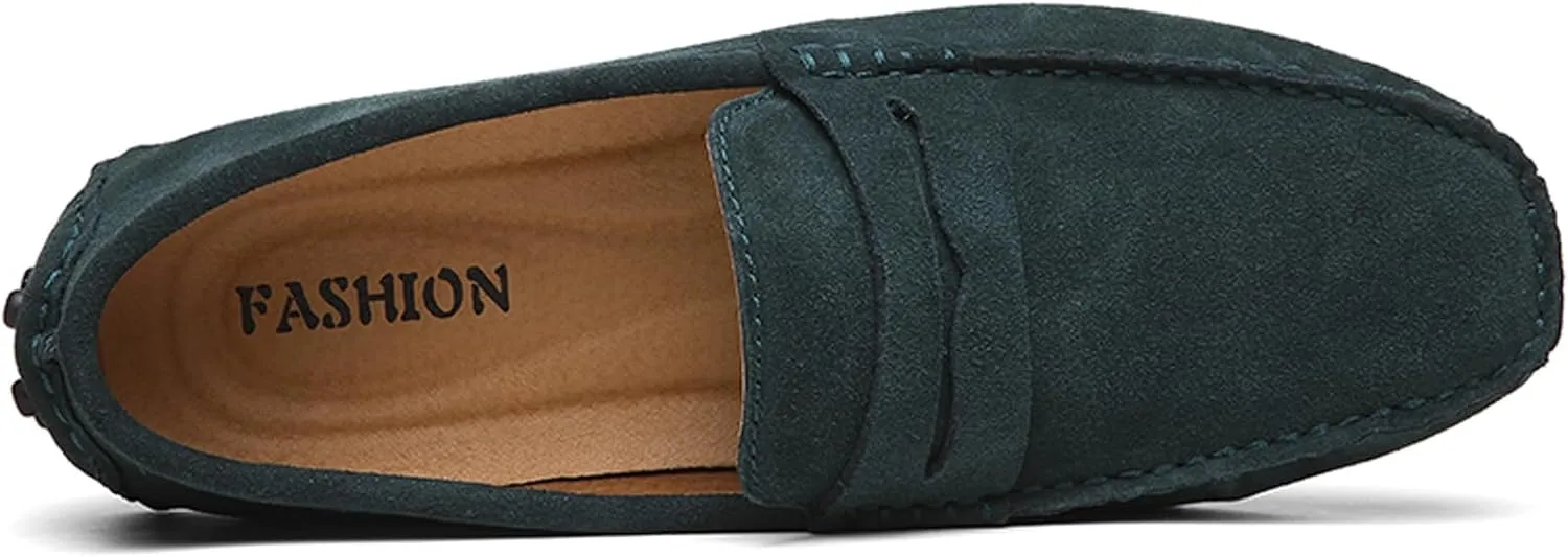 WUIWUIYU Men's Loafers Casual Slip On Shoes Soft Penny Loafers for Men Lightweight Suede Big Size Driving Boat Shoes Moccasins