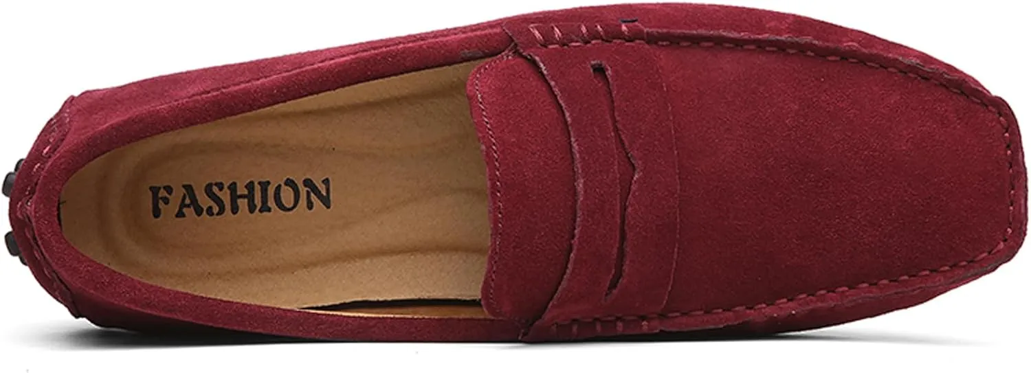 WUIWUIYU Men's Loafers Casual Slip On Shoes Soft Penny Loafers for Men Lightweight Suede Big Size Driving Boat Shoes Moccasins