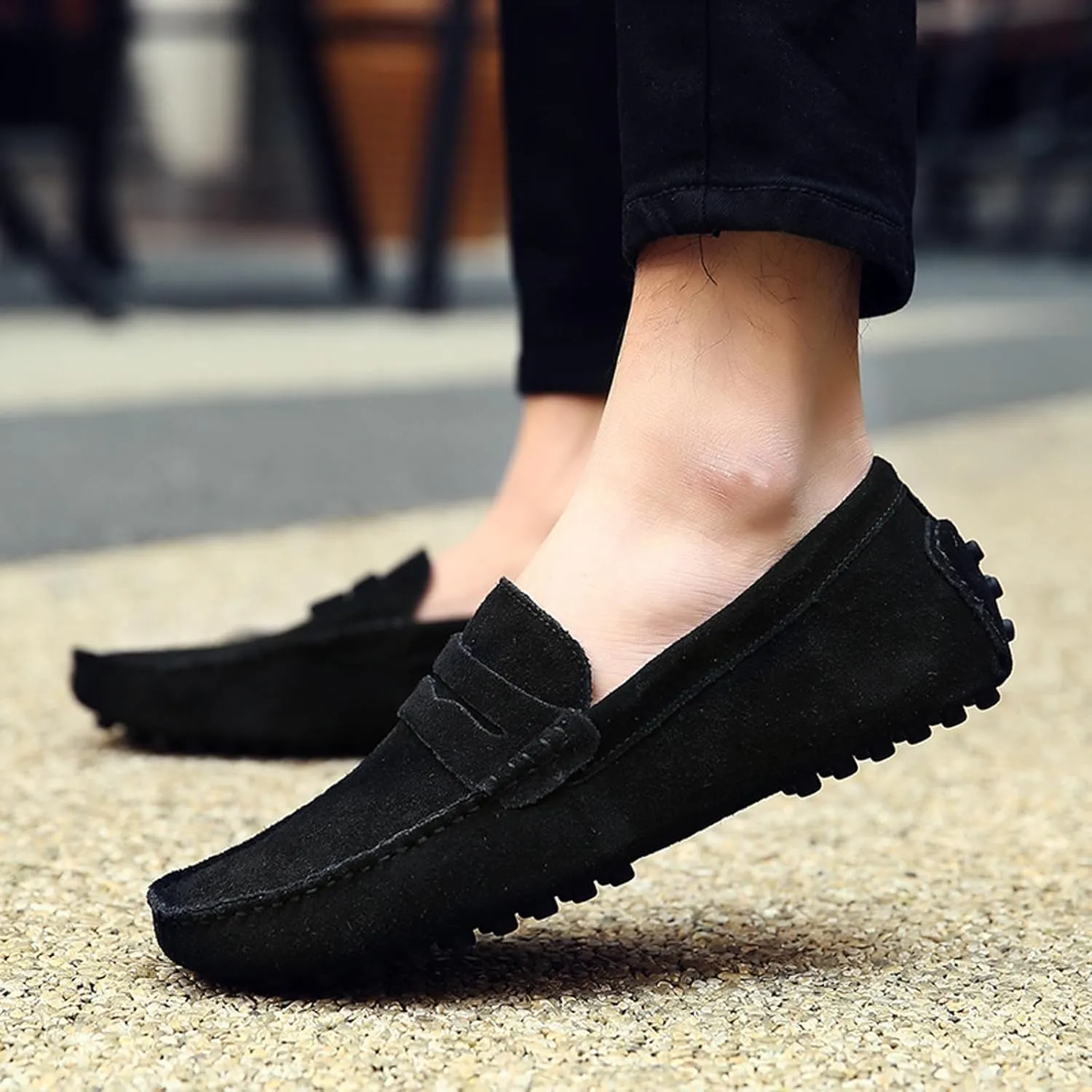 WUIWUIYU Men's Loafers Casual Slip On Shoes Soft Penny Loafers for Men Lightweight Suede Big Size Driving Boat Shoes Moccasins