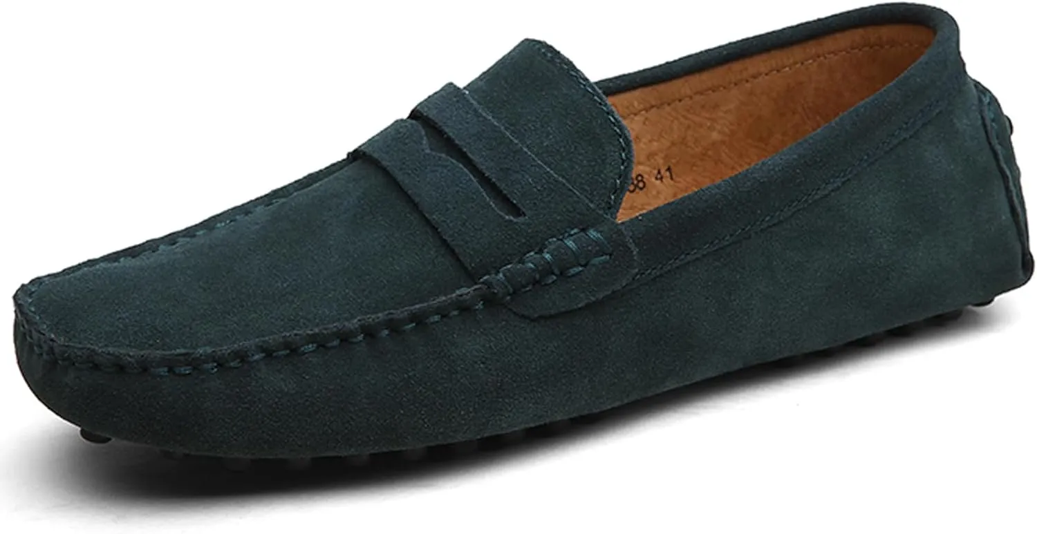 WUIWUIYU Men's Loafers Casual Slip On Shoes Soft Penny Loafers for Men Lightweight Suede Big Size Driving Boat Shoes Moccasins