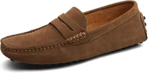 WUIWUIYU Men's Loafers Casual Slip On Shoes Soft Penny Loafers for Men Lightweight Suede Big Size Driving Boat Shoes Moccasins