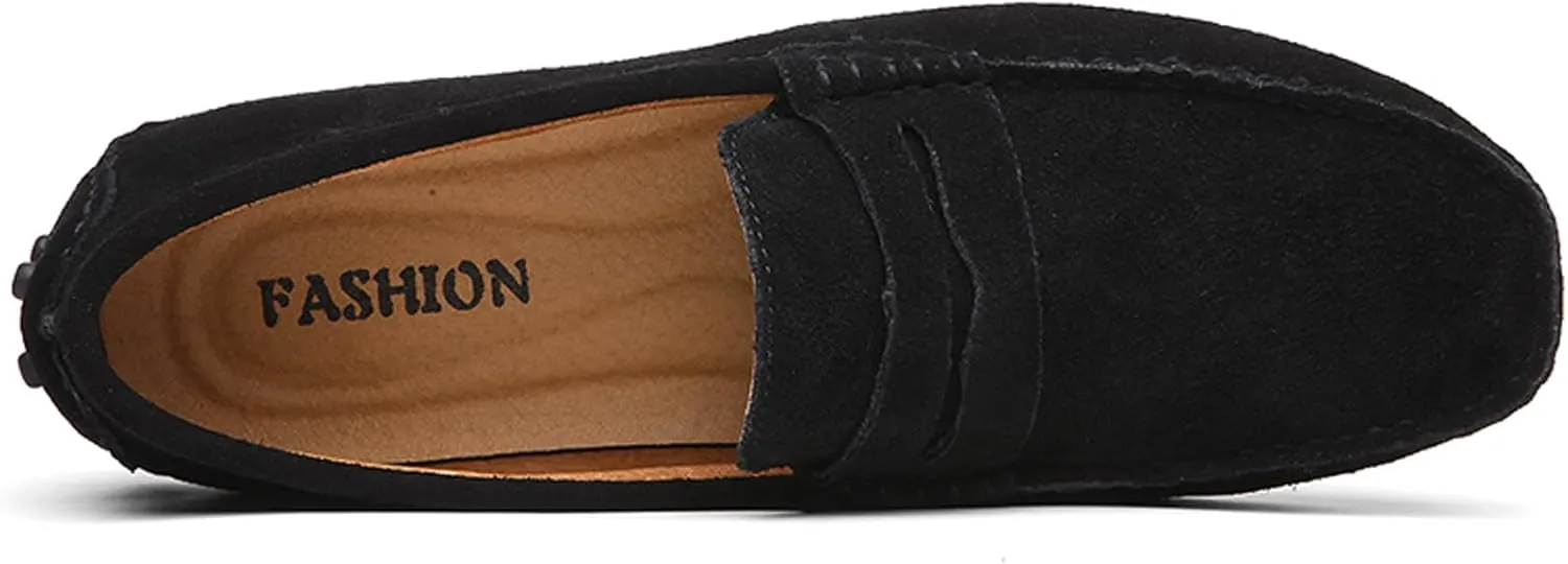 WUIWUIYU Men's Loafers Casual Slip On Shoes Soft Penny Loafers for Men Lightweight Suede Big Size Driving Boat Shoes Moccasins