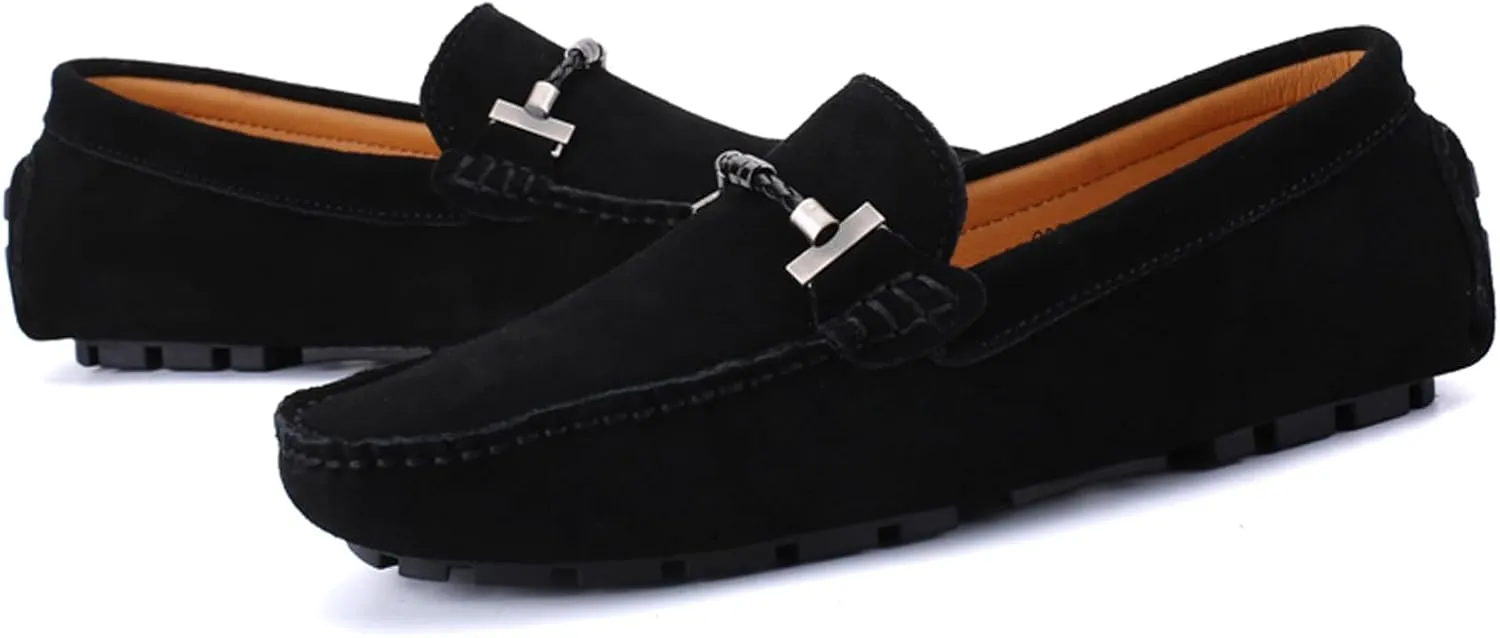 WUIWUIYU Men's Penny Loafers Moccasin Driving Shoes Slip On Flats Boat Shoes