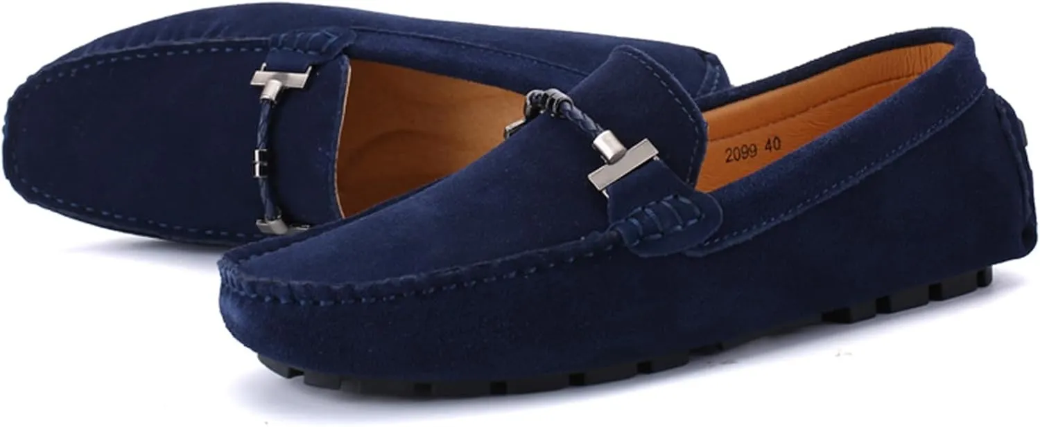 WUIWUIYU Men's Penny Loafers Moccasin Driving Shoes Slip On Flats Boat Shoes