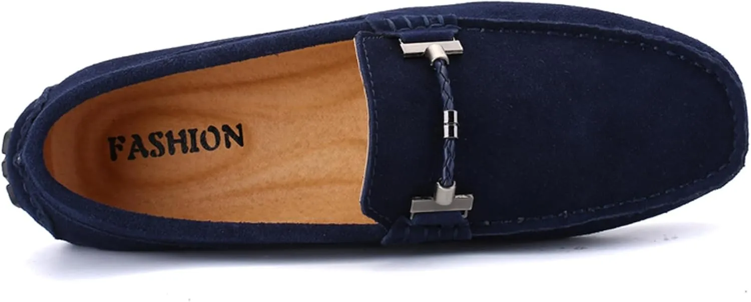 WUIWUIYU Men's Penny Loafers Moccasin Driving Shoes Slip On Flats Boat Shoes