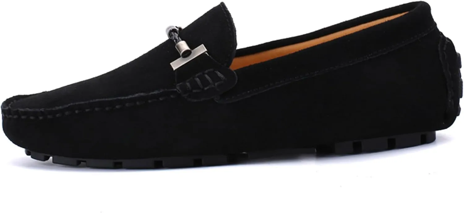 WUIWUIYU Men's Penny Loafers Moccasin Driving Shoes Slip On Flats Boat Shoes