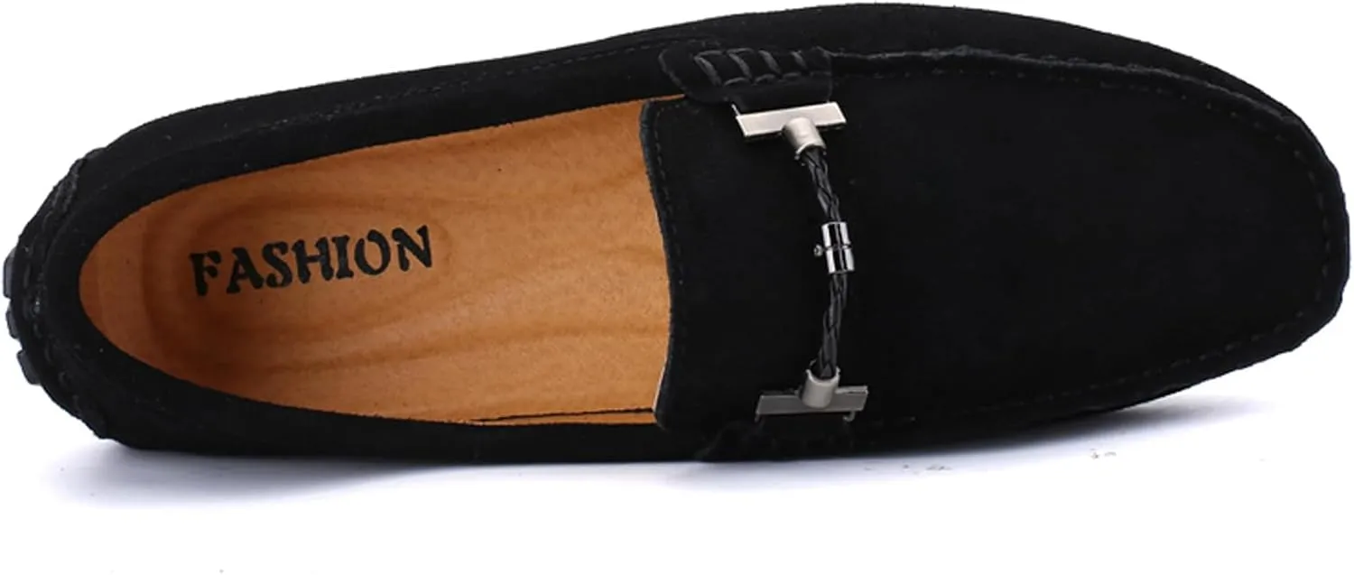 WUIWUIYU Men's Penny Loafers Moccasin Driving Shoes Slip On Flats Boat Shoes