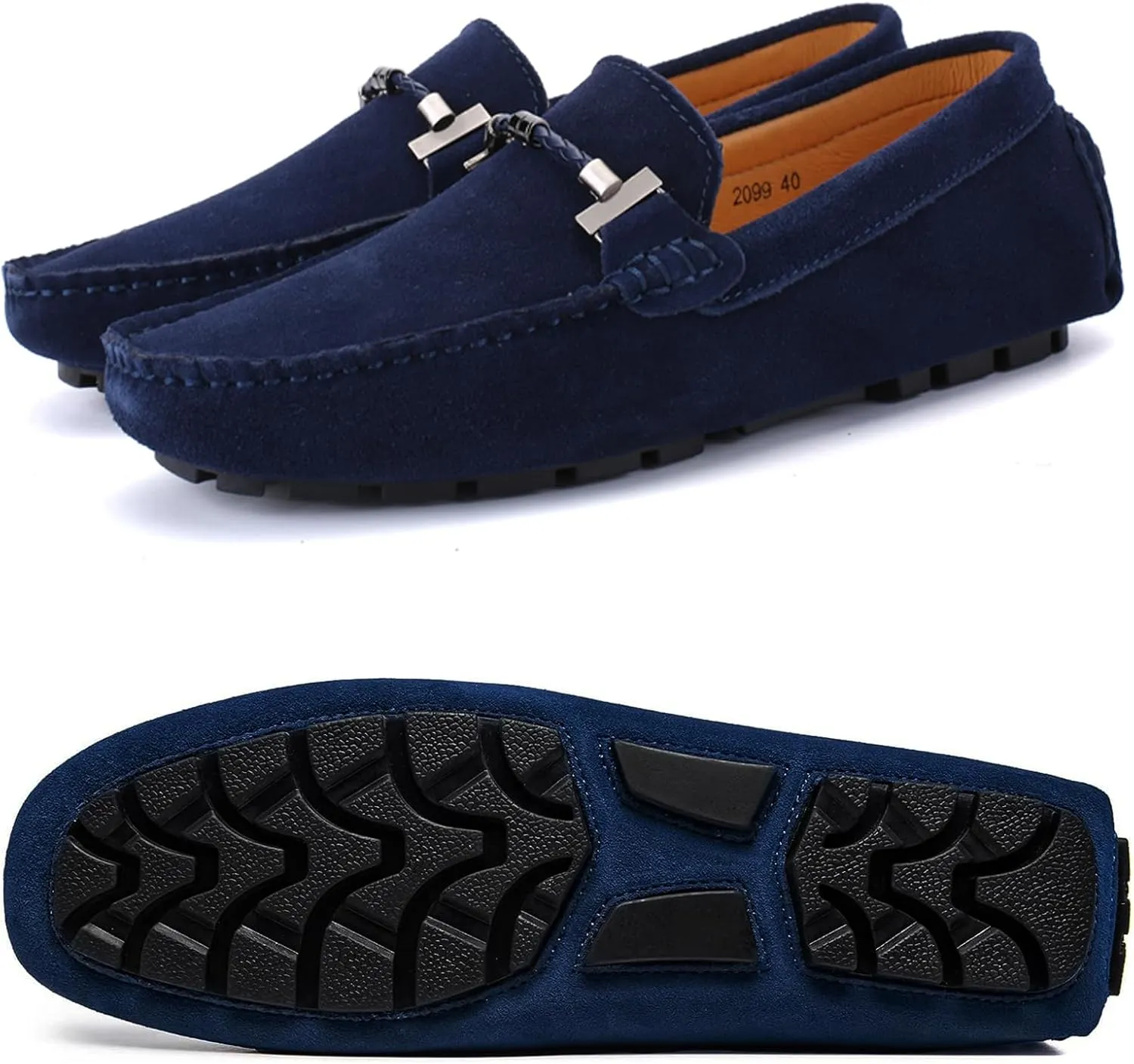 WUIWUIYU Men's Penny Loafers Moccasin Driving Shoes Slip On Flats Boat Shoes