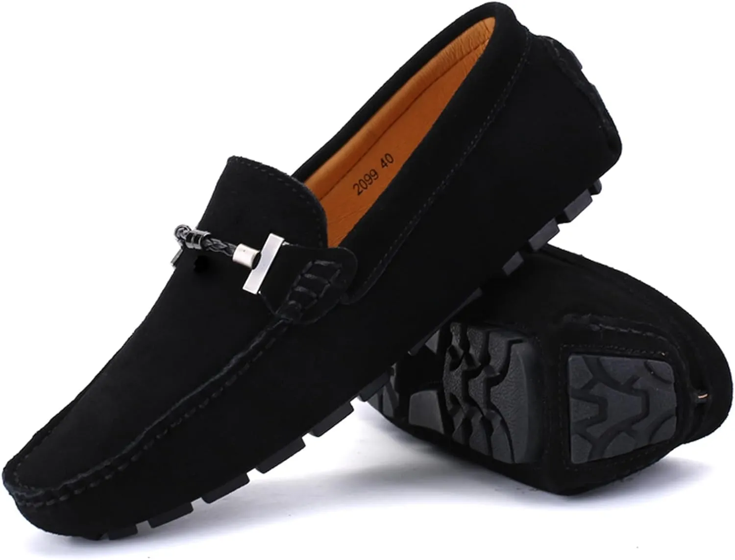 WUIWUIYU Men's Penny Loafers Moccasin Driving Shoes Slip On Flats Boat Shoes