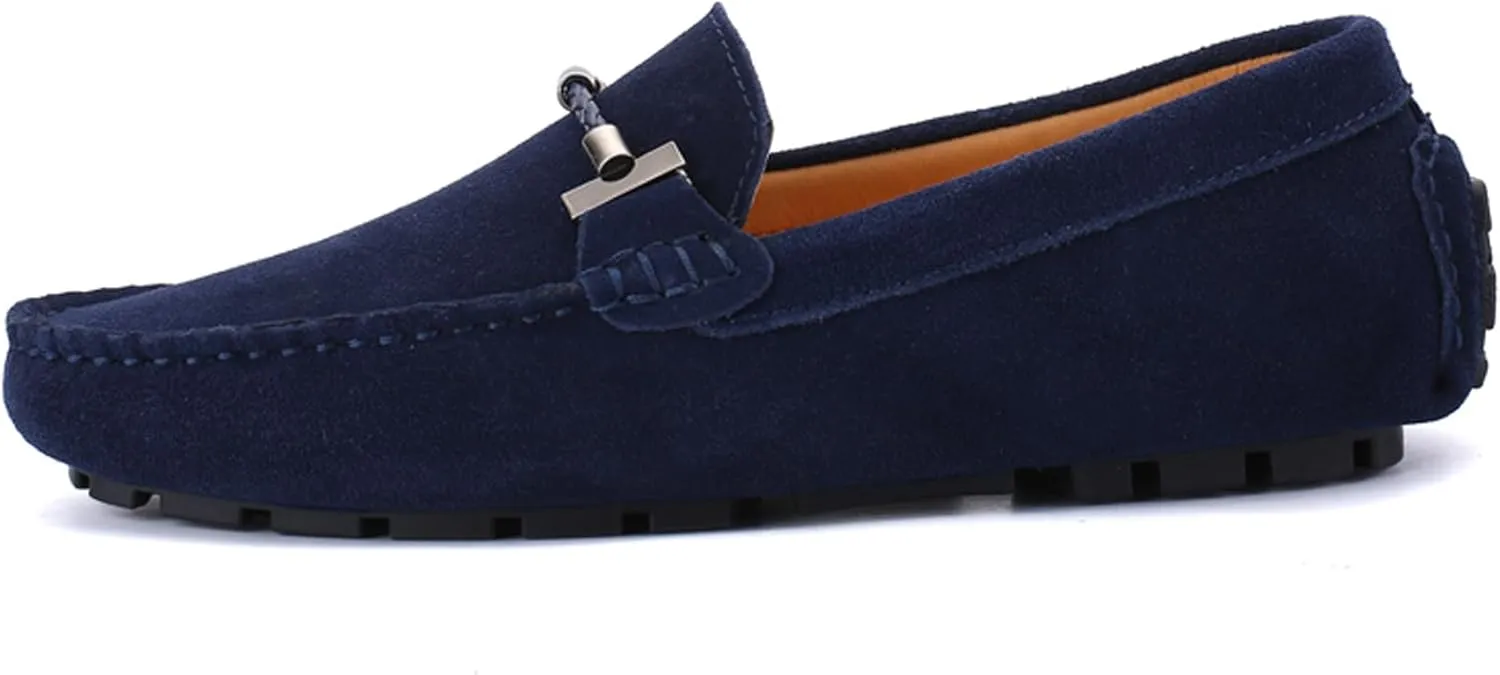 WUIWUIYU Men's Penny Loafers Moccasin Driving Shoes Slip On Flats Boat Shoes