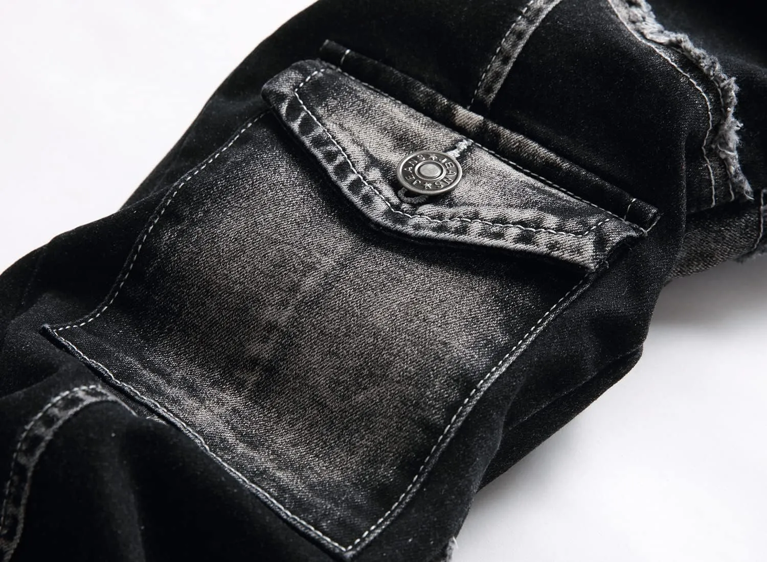 XIMXIMMTIAN Men's Biker Moto Washed Distressed Slim Fit Straight Jeans Denim…