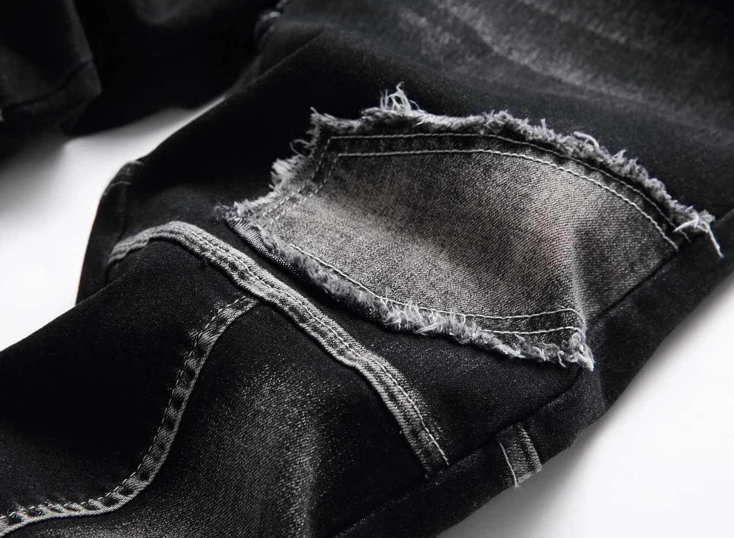 XIMXIMMTIAN Men's Biker Moto Washed Distressed Slim Fit Straight Jeans Denim…
