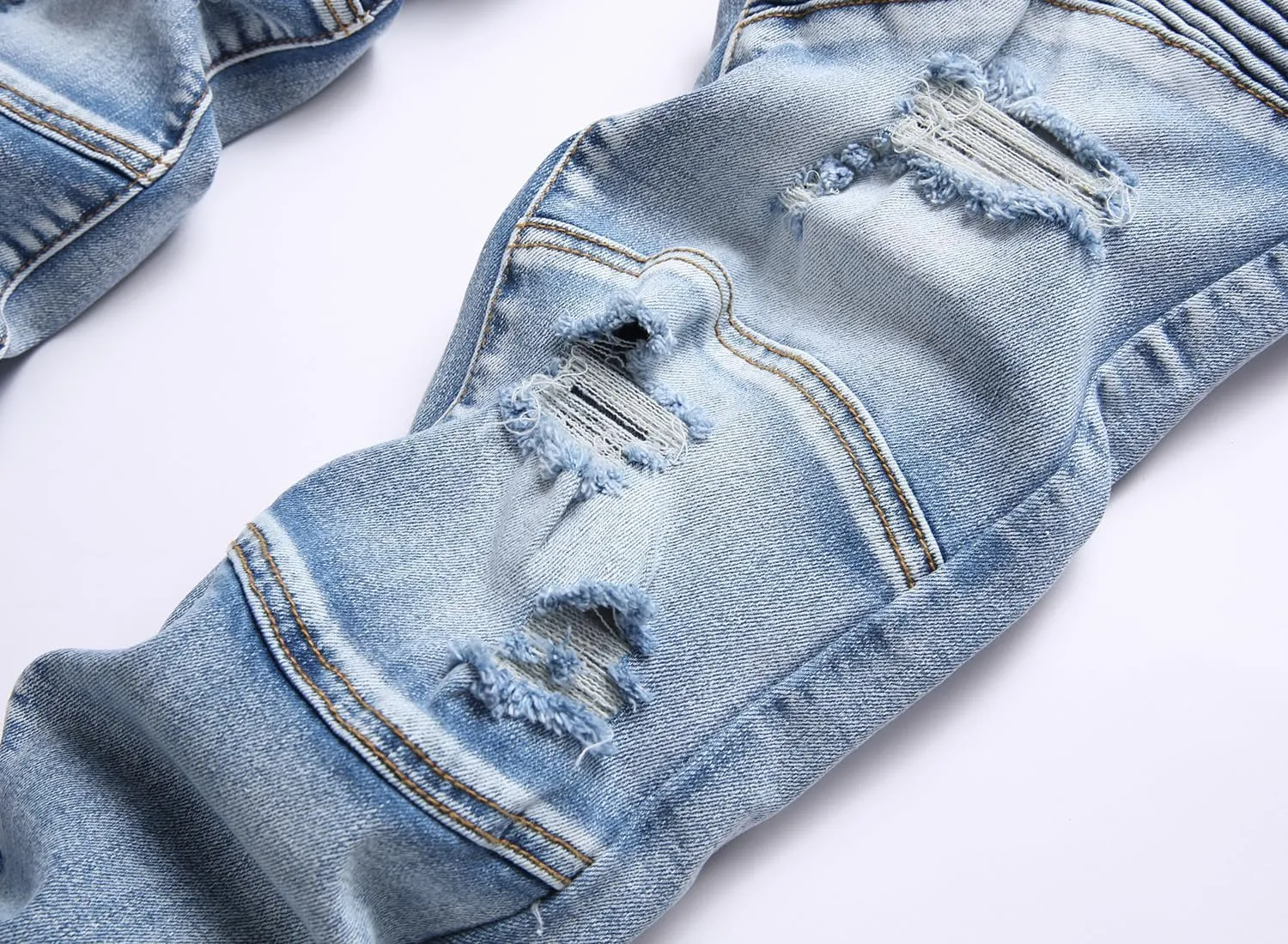 XIMXIMMTIAN Mens Slim Fit Jeans Stretch Ripped Biker Jeans for Men Fashion Straight Comfort Flex Waist Casual Denim Pants