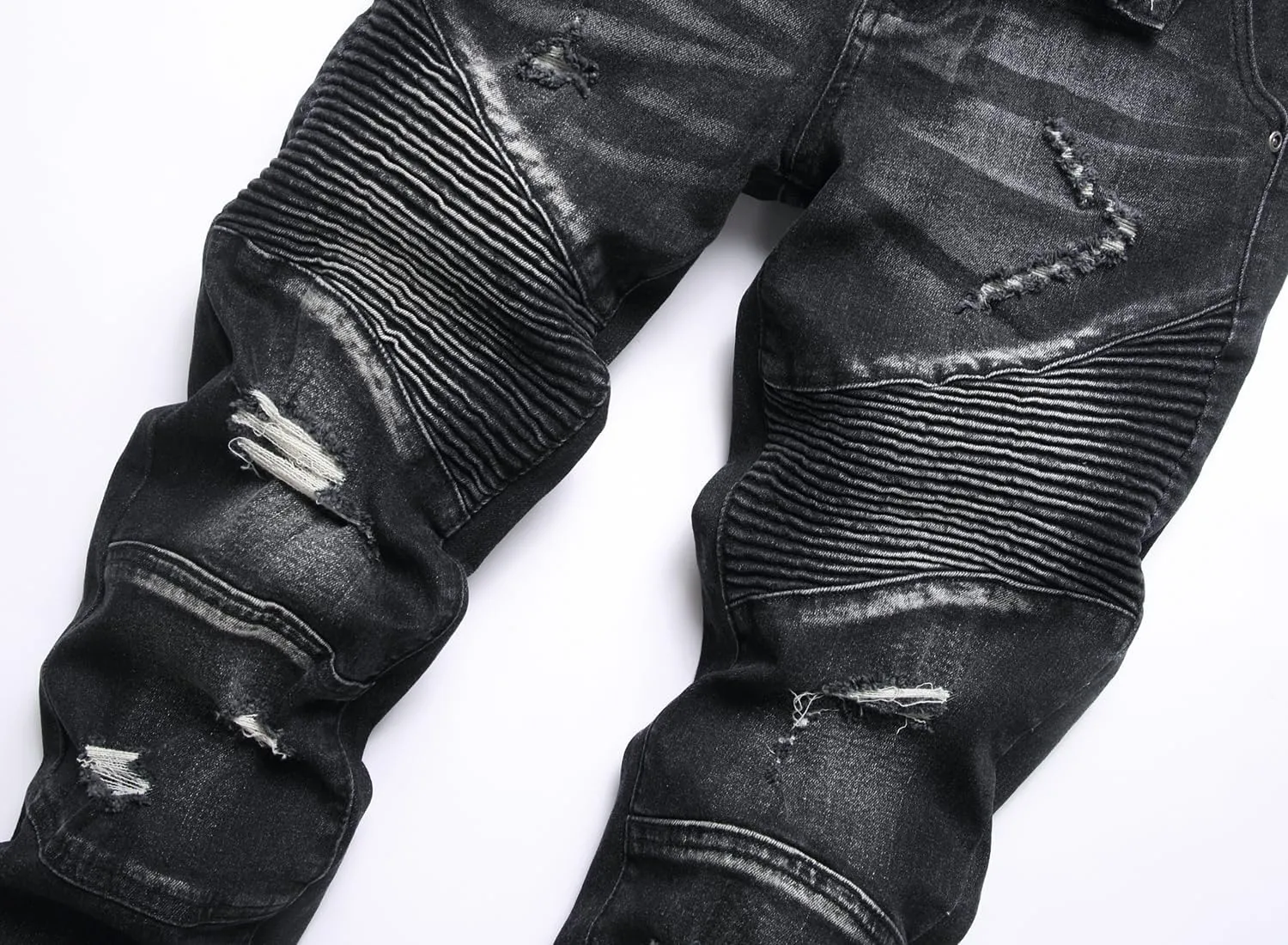 XIMXIMMTIAN Mens Slim Fit Jeans Stretch Ripped Biker Jeans for Men Fashion Straight Comfort Flex Waist Casual Denim Pants