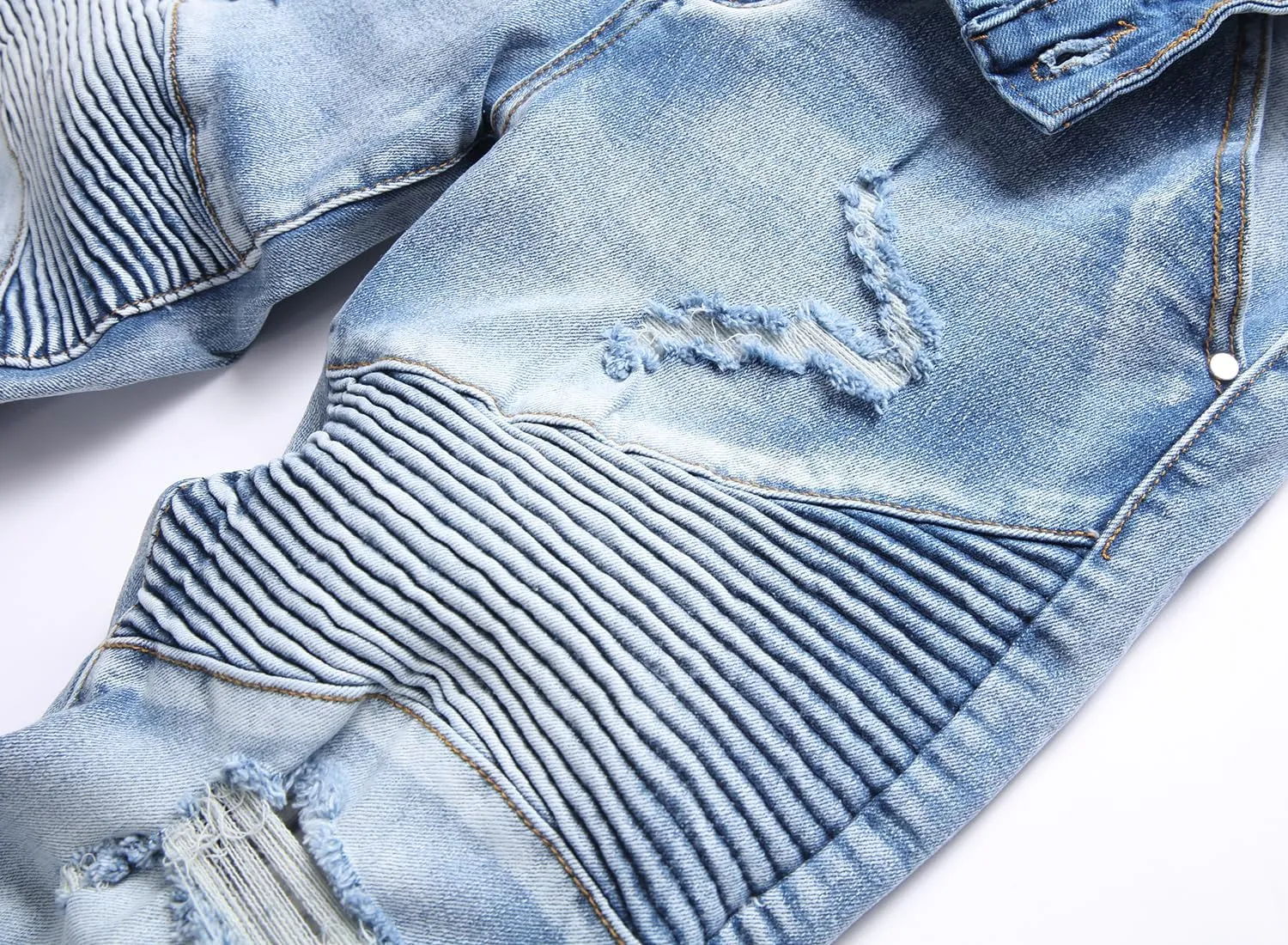 XIMXIMMTIAN Mens Slim Fit Jeans Stretch Ripped Biker Jeans for Men Fashion Straight Comfort Flex Waist Casual Denim Pants