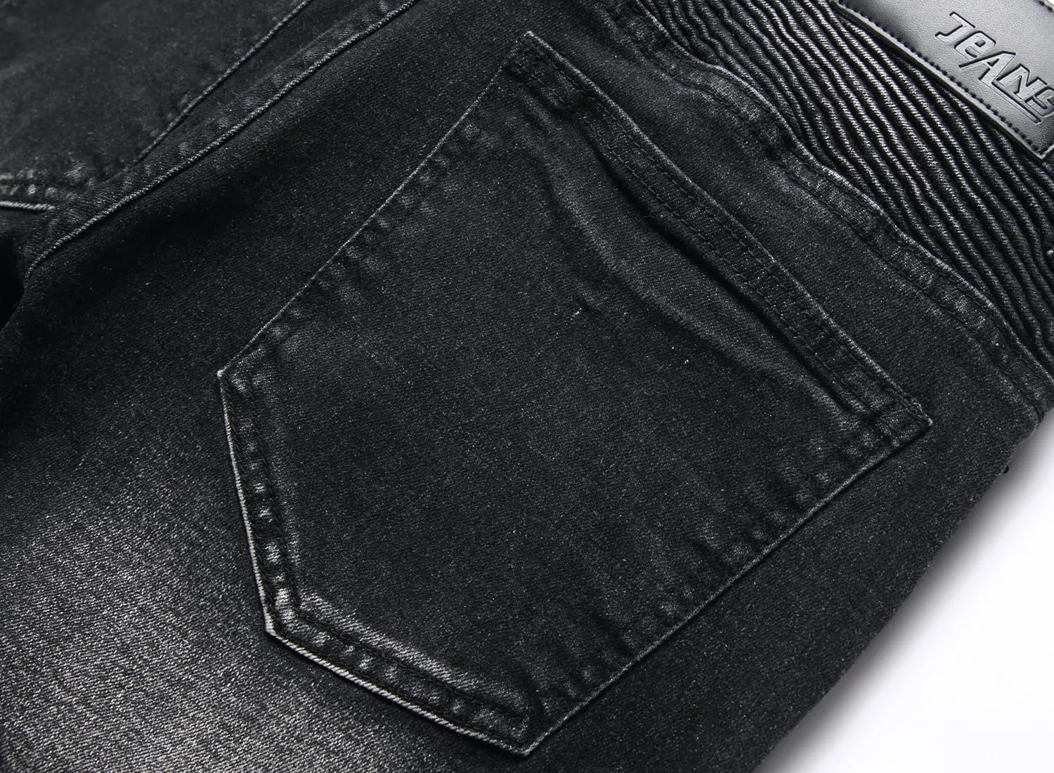 XIMXIMMTIAN Mens Slim Fit Jeans Stretch Ripped Biker Jeans for Men Fashion Straight Comfort Flex Waist Casual Denim Pants